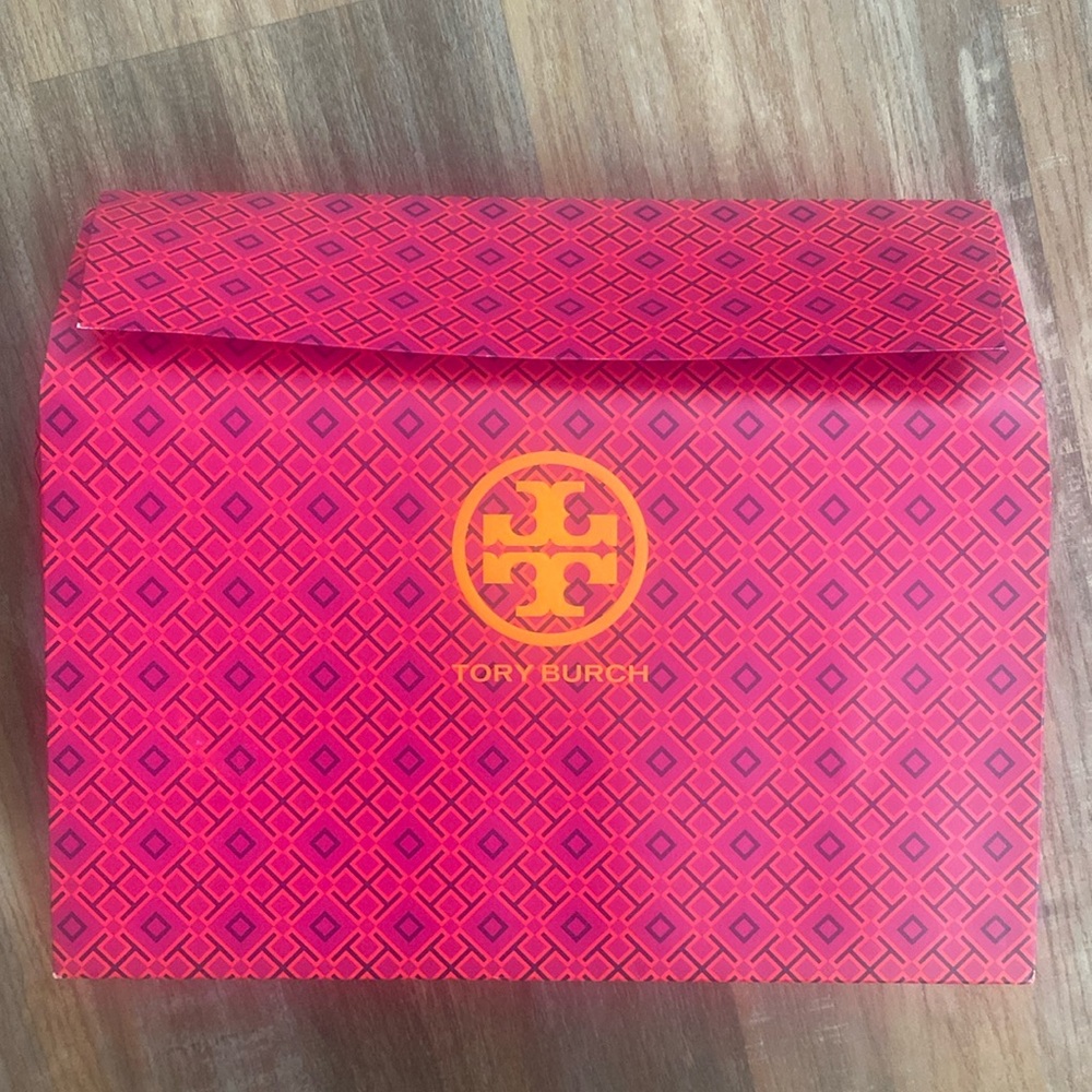 Tory Burch Gift Bag Shopping Tote Orange Bow Pink Geometric‎ Print